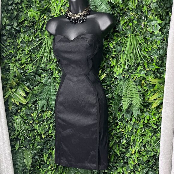 ZAC POSEN Z SPOKE Dress Women 0 Black Strapless Mini Cocktail Party Bodycon 2056 - Picture 6 of 9